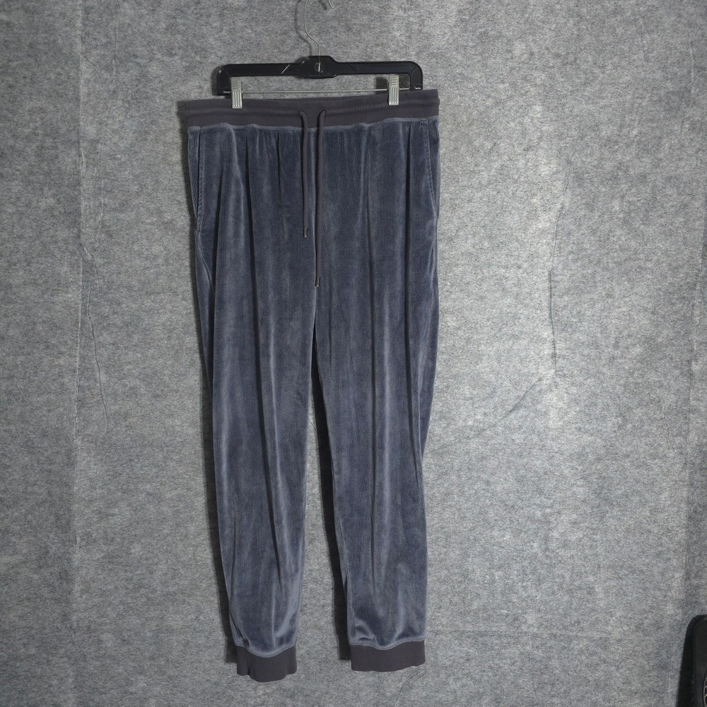 Daniel Buchler Joggers Men XL Gray Ribbed Velour Lounge Pants Drawstring Stretch